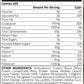 Nutritional facts label for a protein supplement  WARZONE MASS GAINERwith serving size and container information.