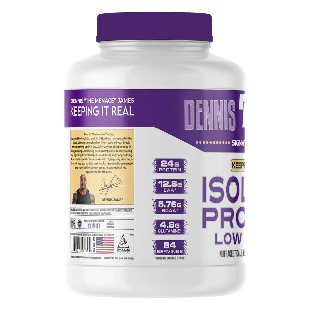 Dennis James Signature Series Whey Isolate Protein – 5 lbs | Lean Muscle Growth & Recovery Support | 84 Servings-sideview