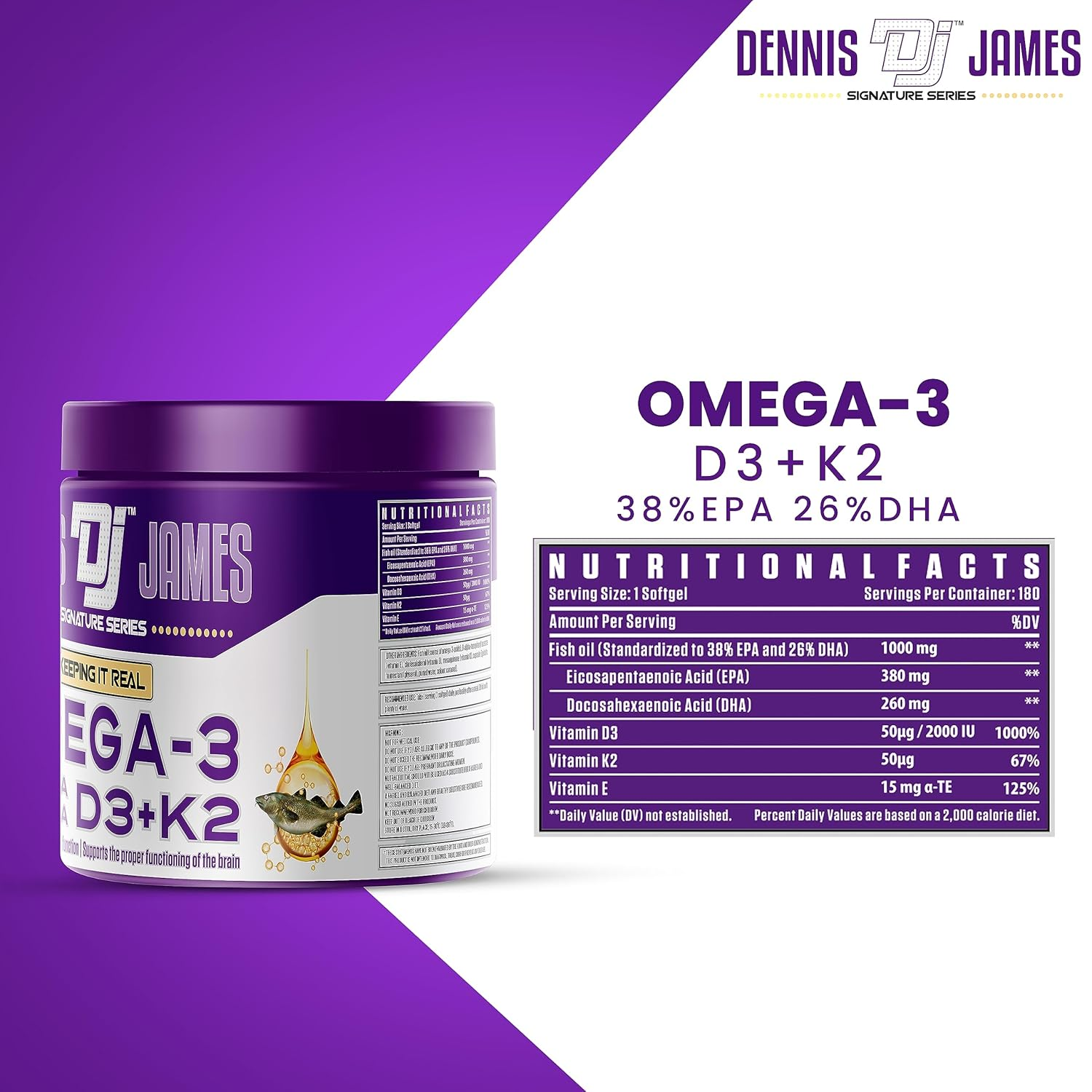 Dennis James Premium Omega-3 Fish Oil – Heart, Joint & Brain Support-sideview