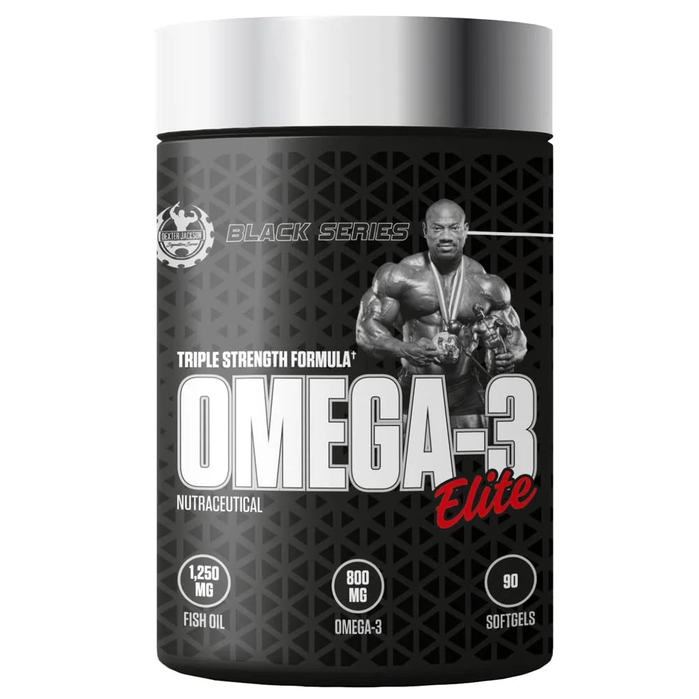 Dexter Jackson Black Series Omega-3 – 90 Softgels, 1000mg | Premium Fish Oil for Heart, Brain & Joint Health, front view