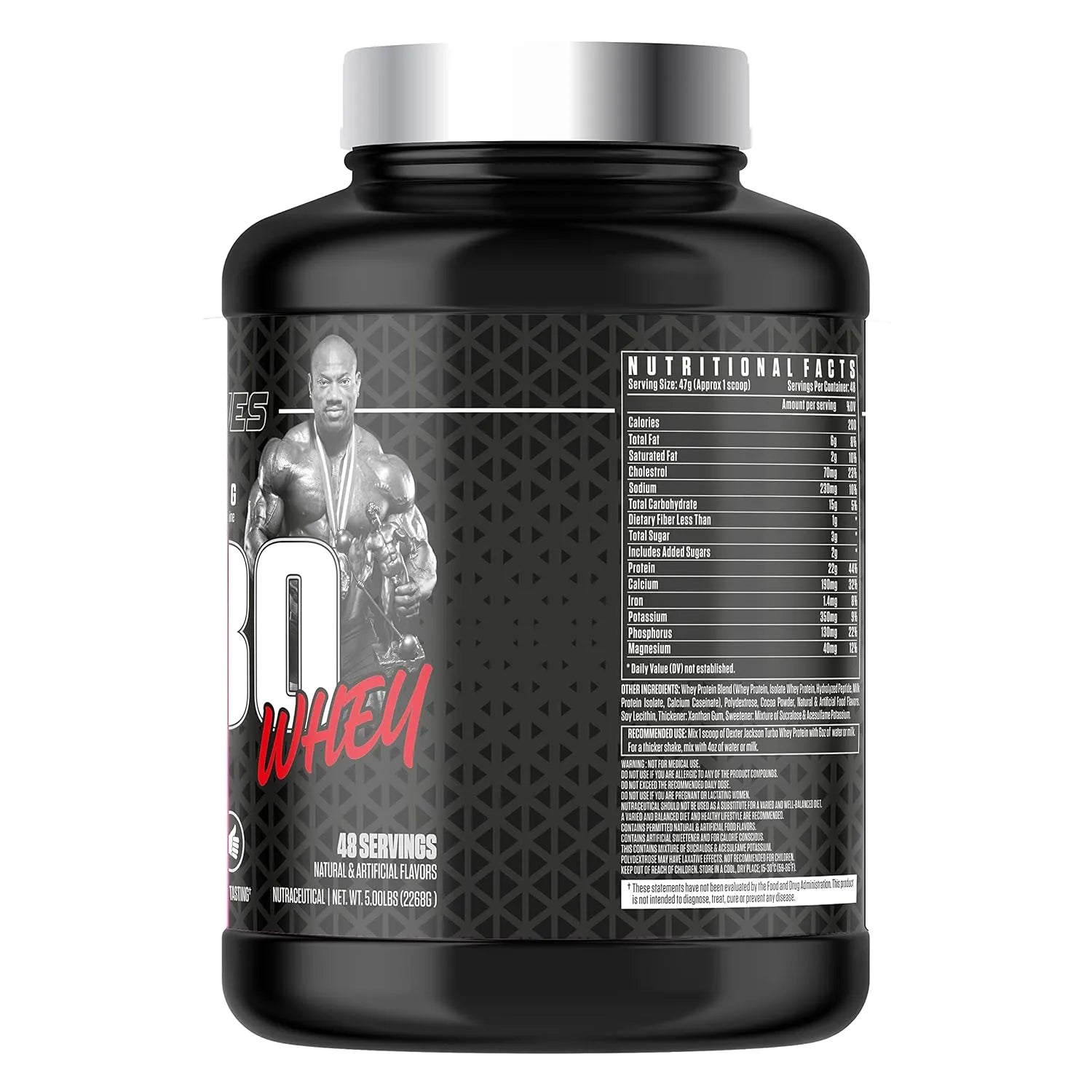 Turbo Whey by Black Series – 100% premium protein powder with whey isolate, calcium caseinate, and BCAAs for post-workout recovery, side view