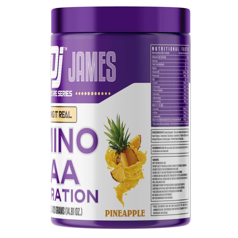 Dennis James Signature Series Amino EAA+ Hydration – Elite Muscle Recovery, Performance & Hydration Formula-sideview