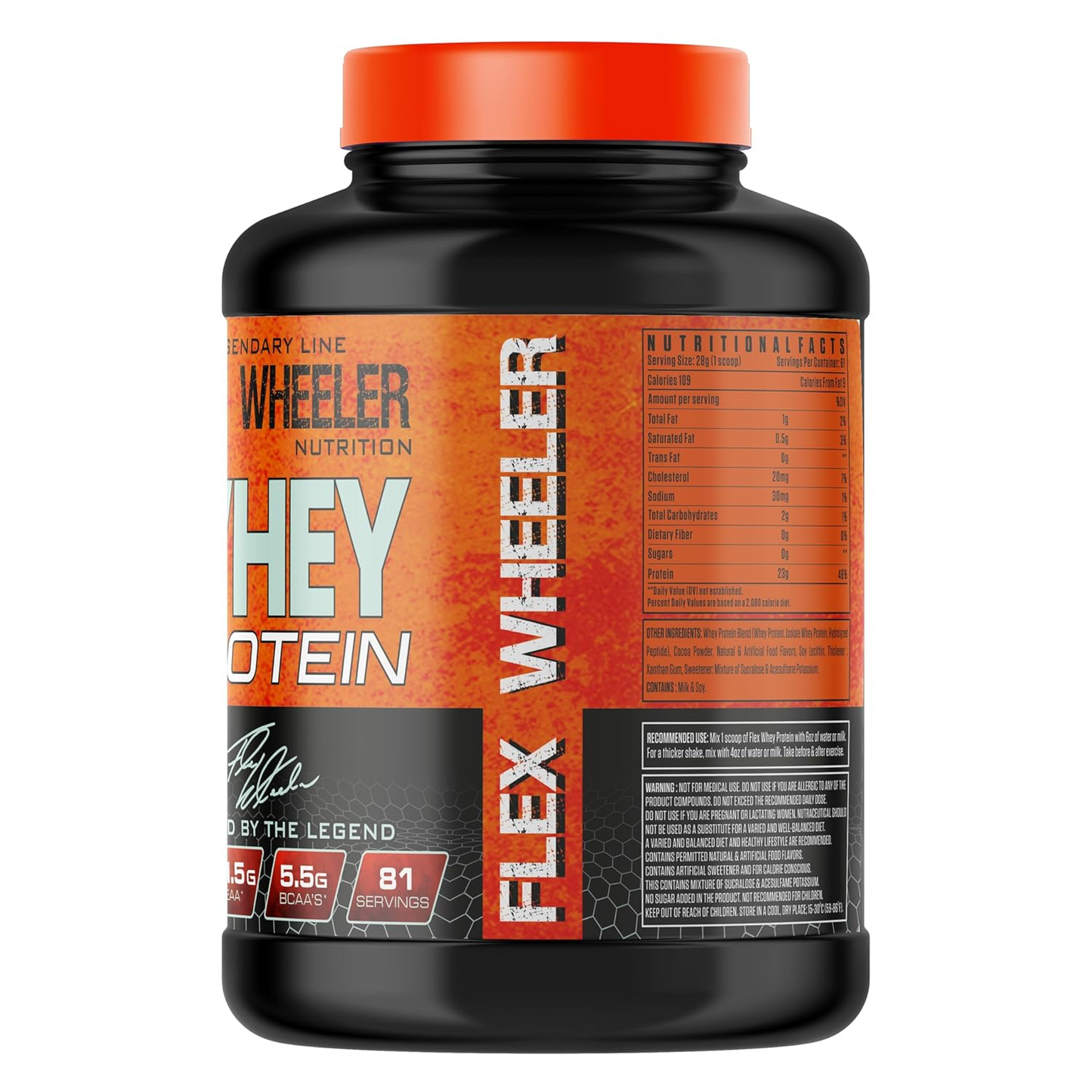 Flex Wheeler Whey Protein by Pole Nutrition - 23g Premium Protein per Serving with 5.5g BCAAs (81 Servings)