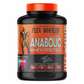flex wheeler anabolic whey protein, front view , rainbow cake flavour, black and orange colour tub,23 gram protein in each serving

