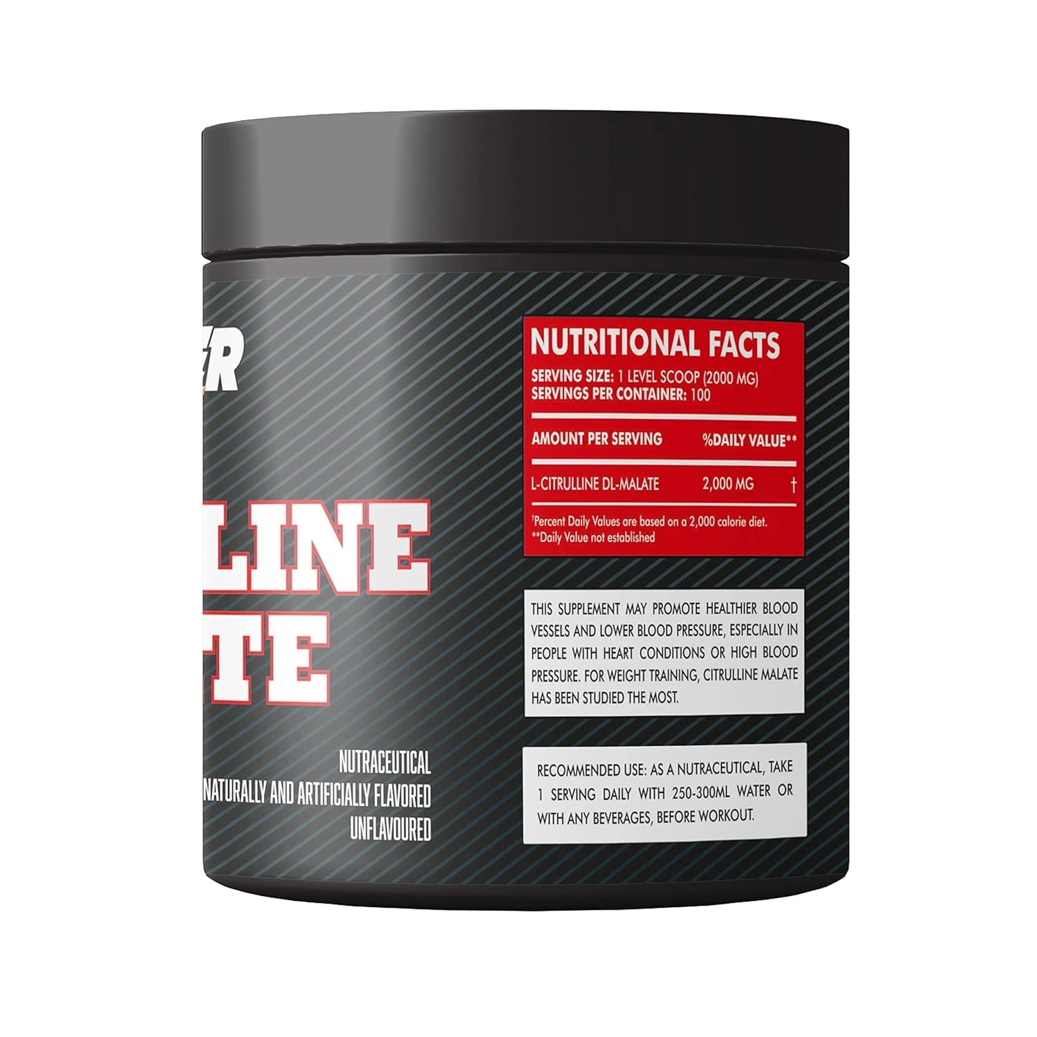 monsterlabs-citrullinemalate-200gram-enhanced-strength-sideview-nutritional-facts