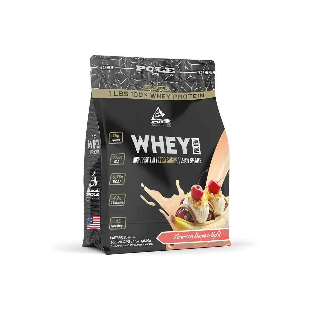 pole nutrition Whey protein package with american banana split flavour