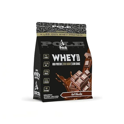 Pole Nutrition whey protein package with rich chocolate flavor on a white background illustration