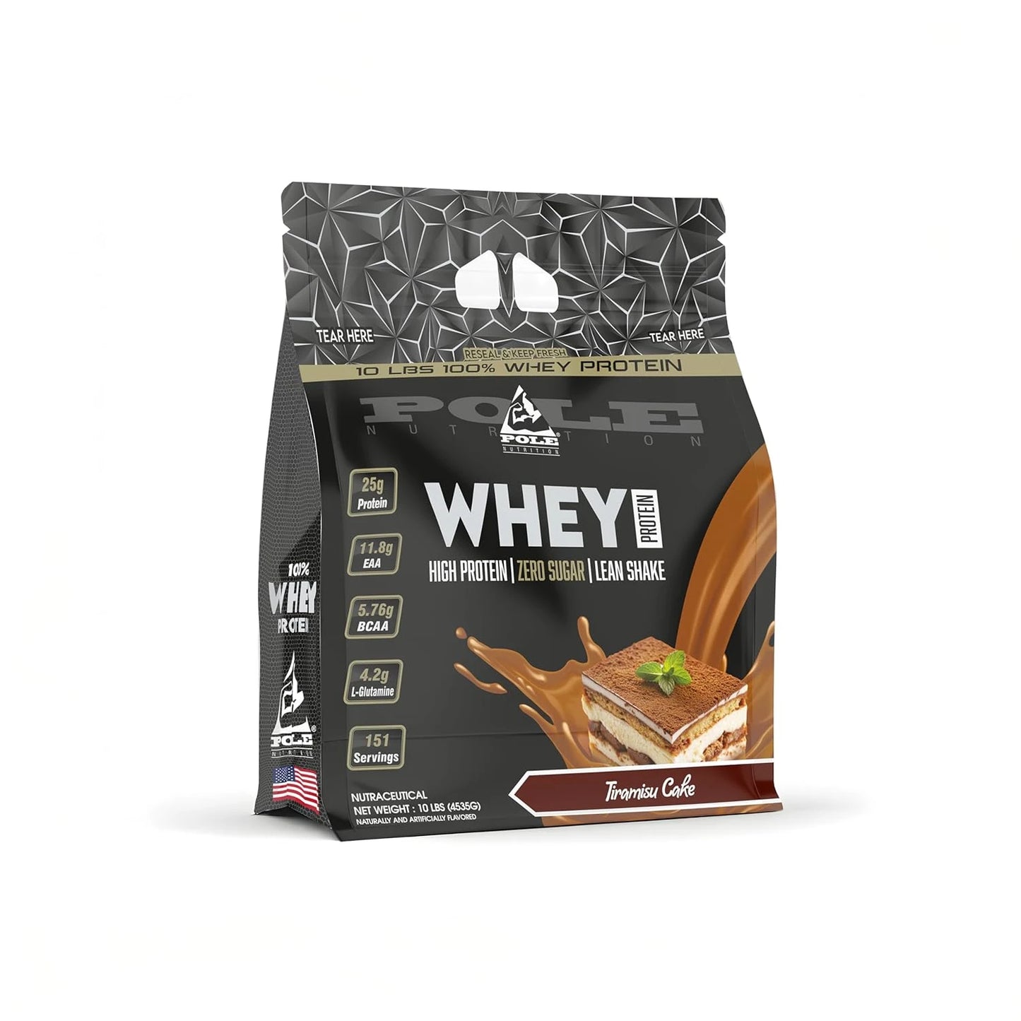 pole nutrition whey protein 10 lbs-tiramisu cake flavour-front view-illustration in white background