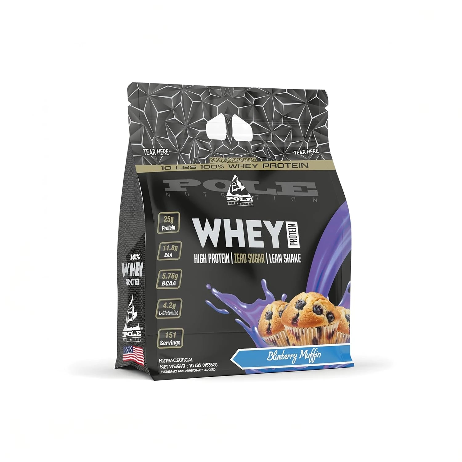 pole nutrition whey protein 1o lbs-strawberry icecream flavour-front view illustration in white background