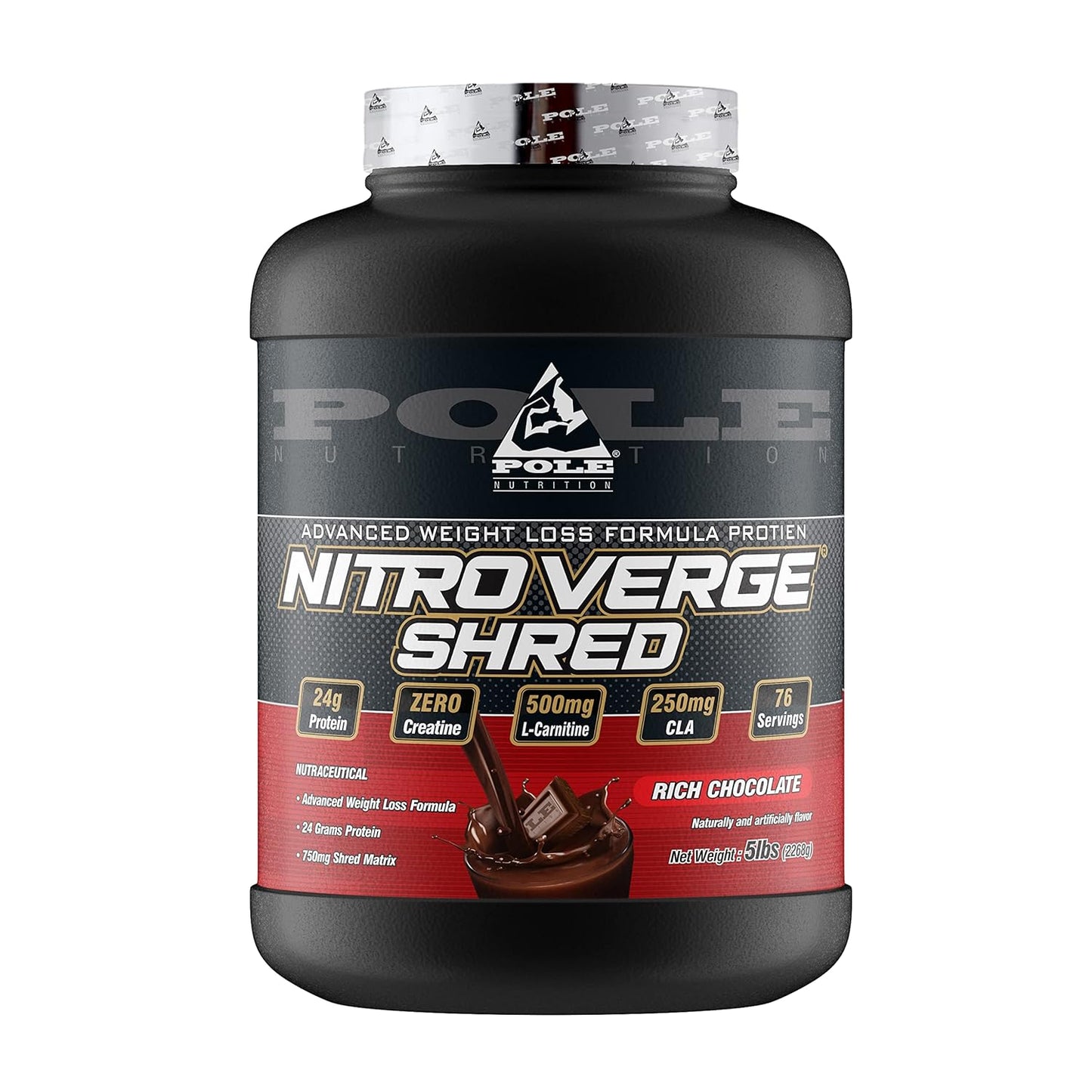 Pole Nutrition Nitro Verge Shred | 5 lbs | 76 Servings | Advanced Weight Loss & Metabolism Support | Rich Chocolate Flavor | Vegetarian