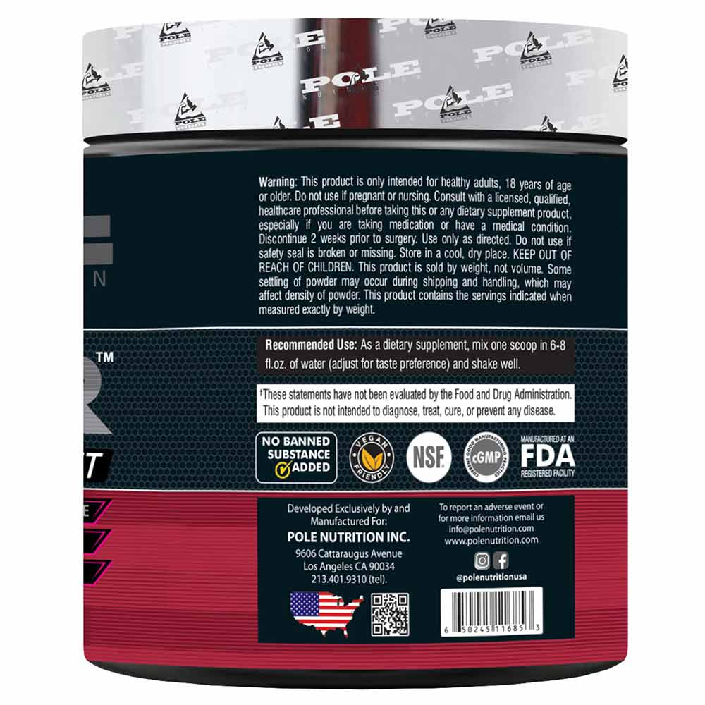 Black Cherry Flavored Pre-Workout - Pole Nutrition's 30-Serving Formula for Pumps & Endurance