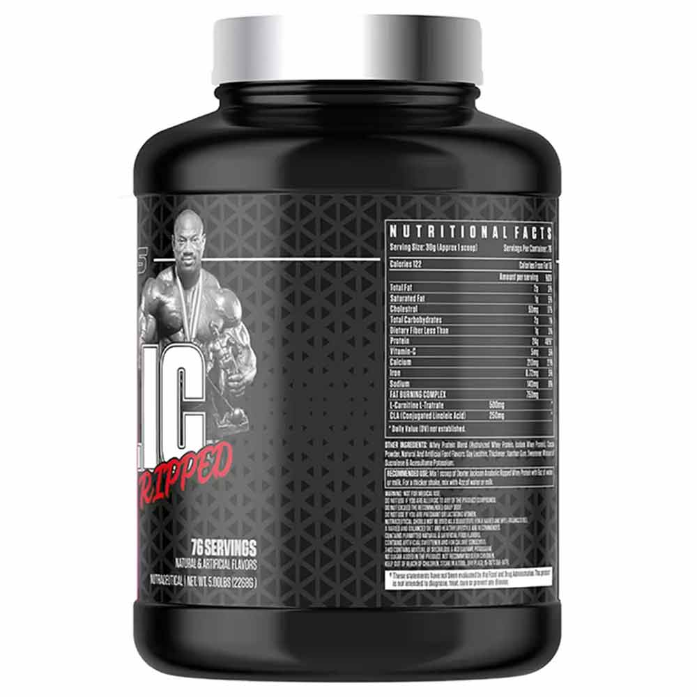 Dexter Jackson Black Series Anabolic Whey – 5lb Milk Chocolate Protein Powder. Premium Lean Muscle Builder with 24g Protein per Serving. IFBB Pro Approved, side view