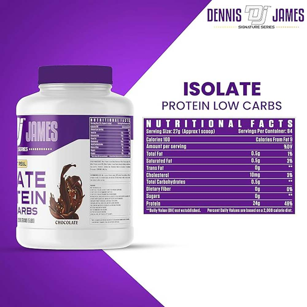 Dennis James Signature Series Isolate Protein | Whey Proteins | Low Carbs | 5 lbs (2268g) 84 Servings | Premium Isolate for Muscle Recovery