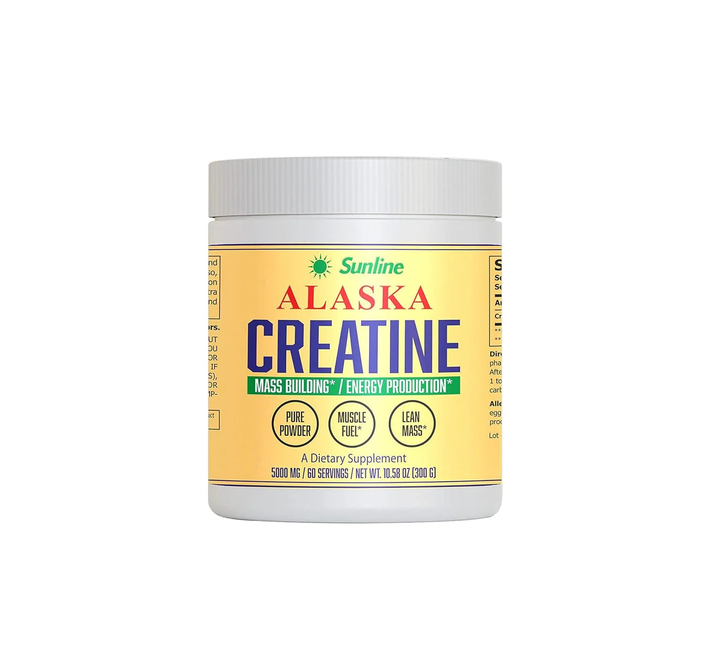 Sunline Alaska Creatine Monohydrate - 3000mg per Serving | 100 Servings, front view-leanmass-musclefuel