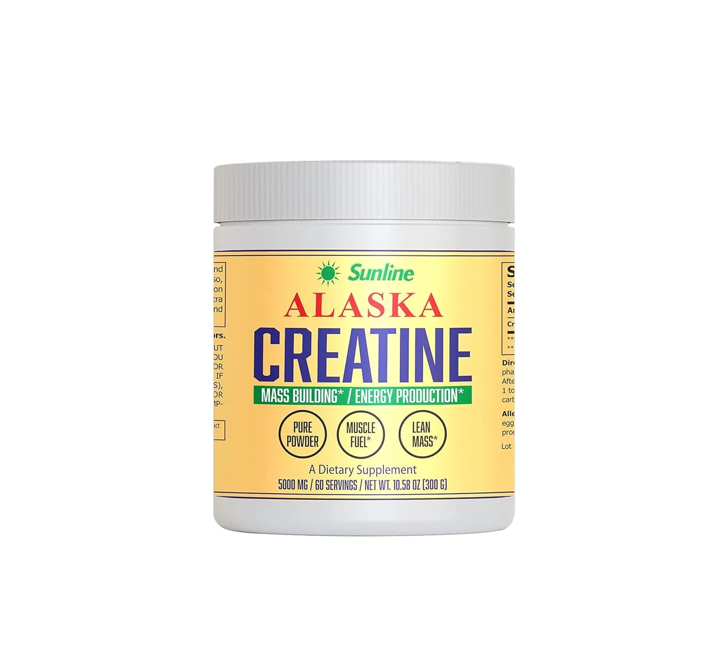 Sunline Alaska Creatine Monohydrate - 3000mg per Serving | 100 Servings, front view-leanmass-musclefuel