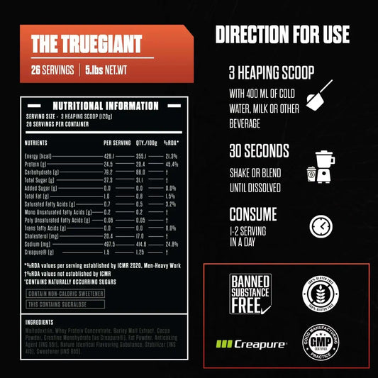 Exalt The True Giant Premium Mass Gainer-7 Lbs-Chocolate Flavour- Added Creatine