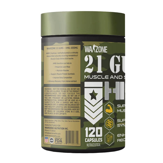 Warzone 21 Muscle and Strength supplement container on a white background