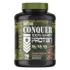WAAZON Conquer 100% Whey Protein container with green lid on a white background
