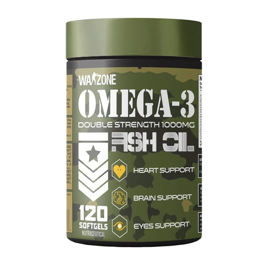 warzone double strength omega 3 fishoil front view 120 softgels