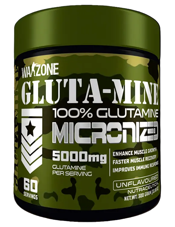  warzone gluta-mine-100 glutamine-micronized-5000-mg 60 servings front view