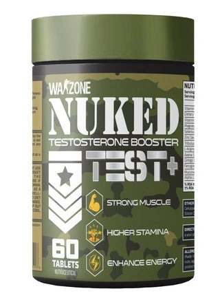 Warzone Nuked Testosterone Booster container with green and black design