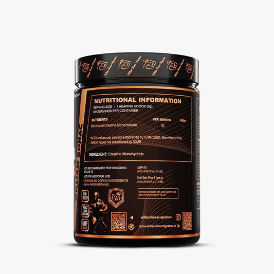 Supplement container with nutritional information on a white background