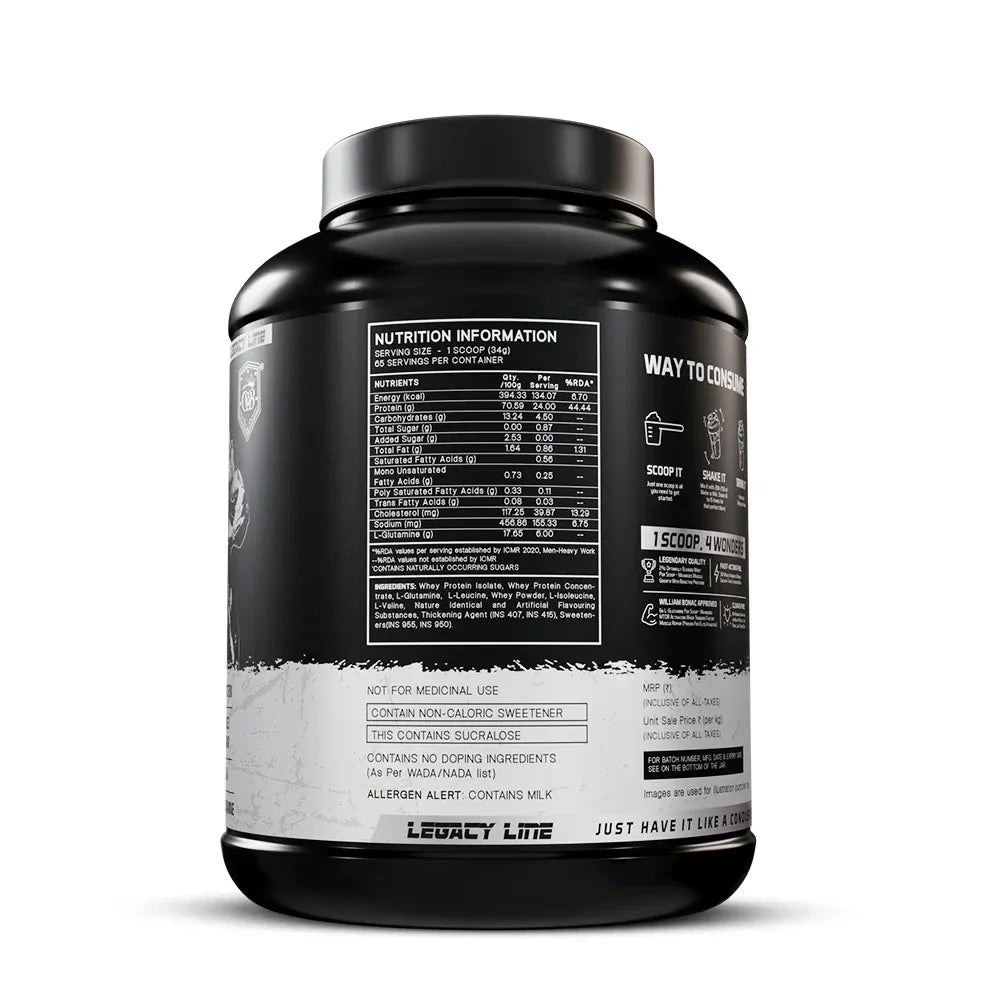 Black supplement container with nutrition label on a white background