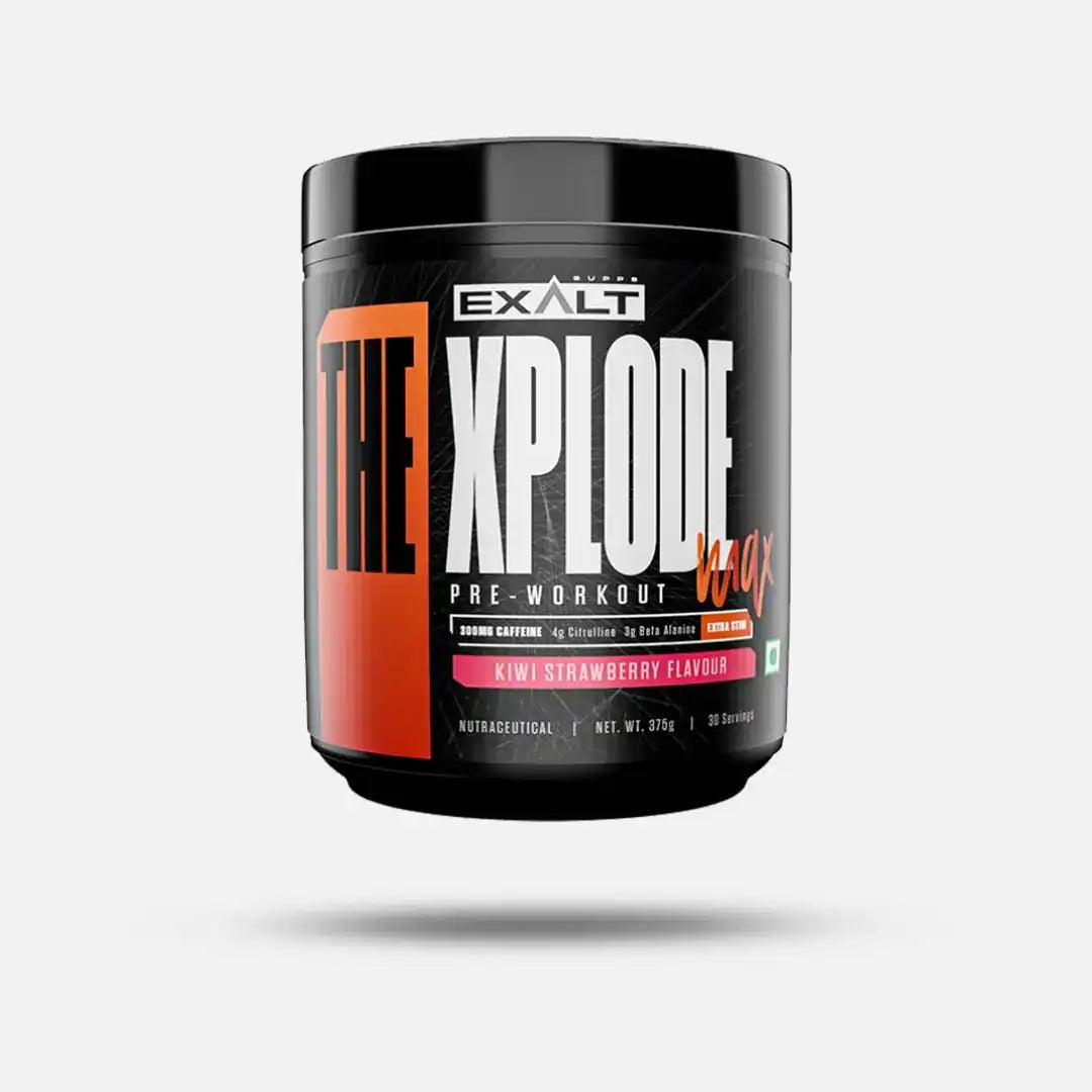 Exalt Pre-Workout supplement container on a white background